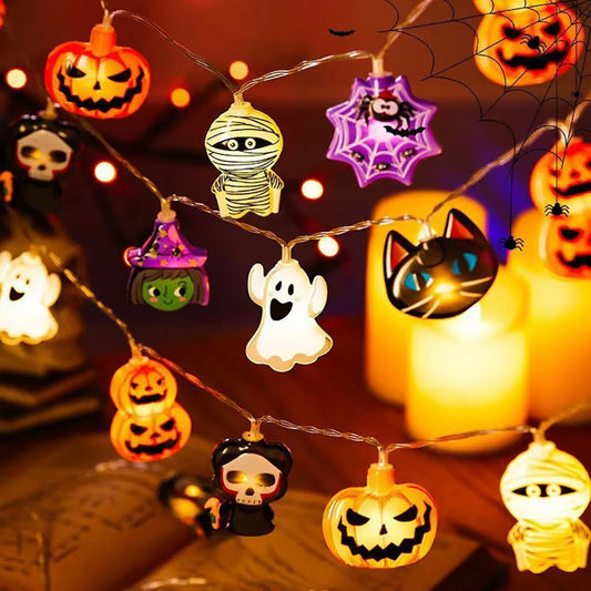 Guirlande lumineuse Halloween citrouilles et fantômes